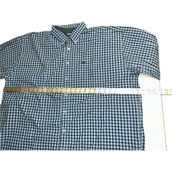 Vintage Panhandle Slim Green Blue Checkered Plaid Button Down Shirt Men’s 2XL - Picture 6 of 6